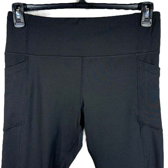 Avia Large (12-14) Core Leggings Stretch Side Pockets Hi-Rise Drawstring Black - Picture 2 of 8